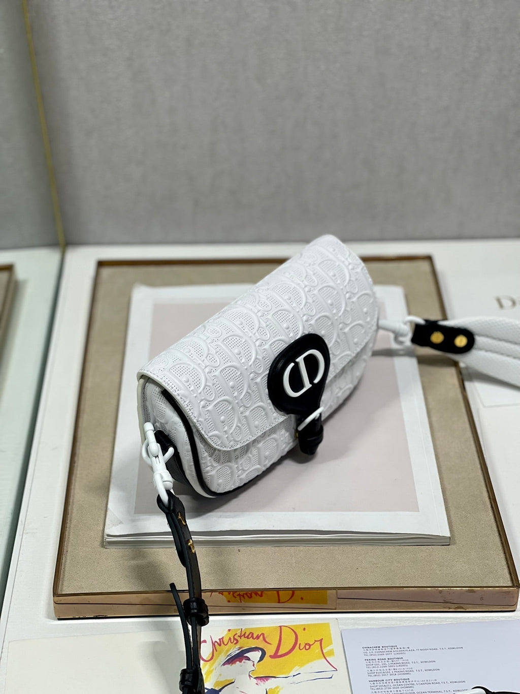 DIOR BOBBY EAST-WEST 21 BAG IN WHITE LAMBSKIN