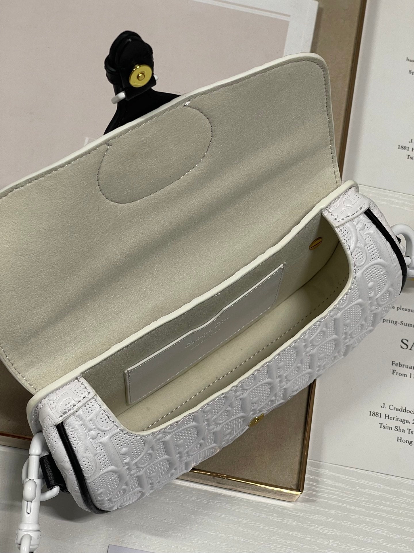 DIOR BOBBY EAST-WEST 21 BAG IN WHITE LAMBSKIN