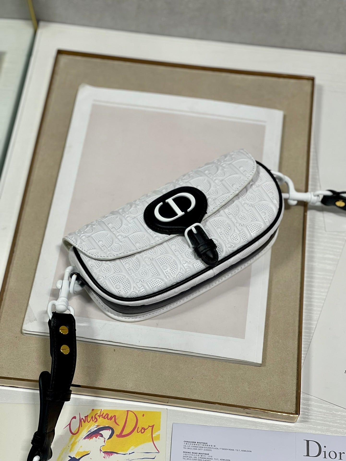 DIOR BOBBY EAST-WEST 21 BAG IN WHITE LAMBSKIN