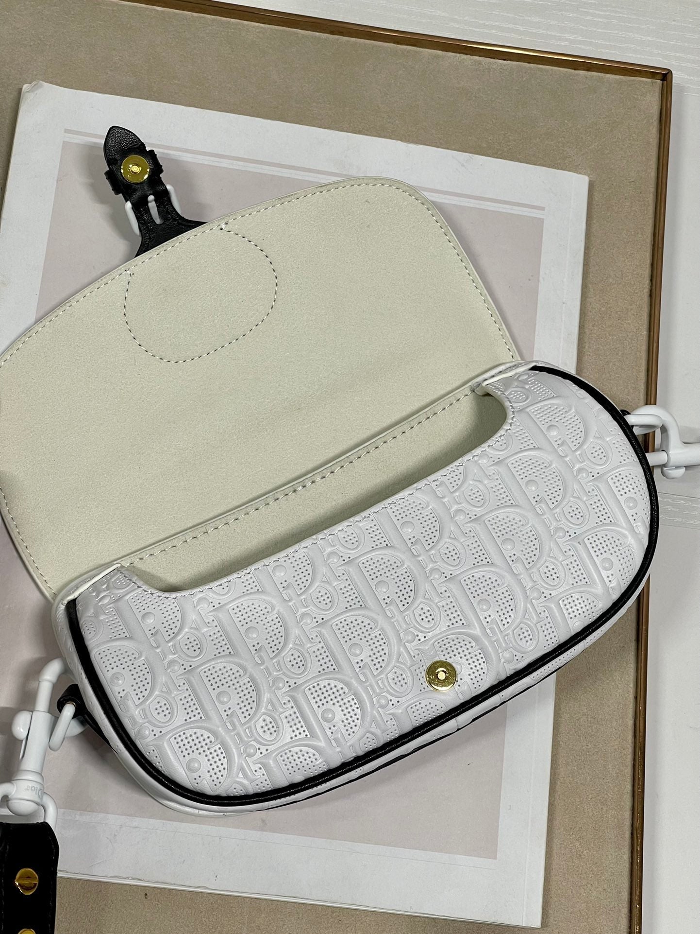 DIOR BOBBY EAST-WEST 21 BAG IN WHITE LAMBSKIN