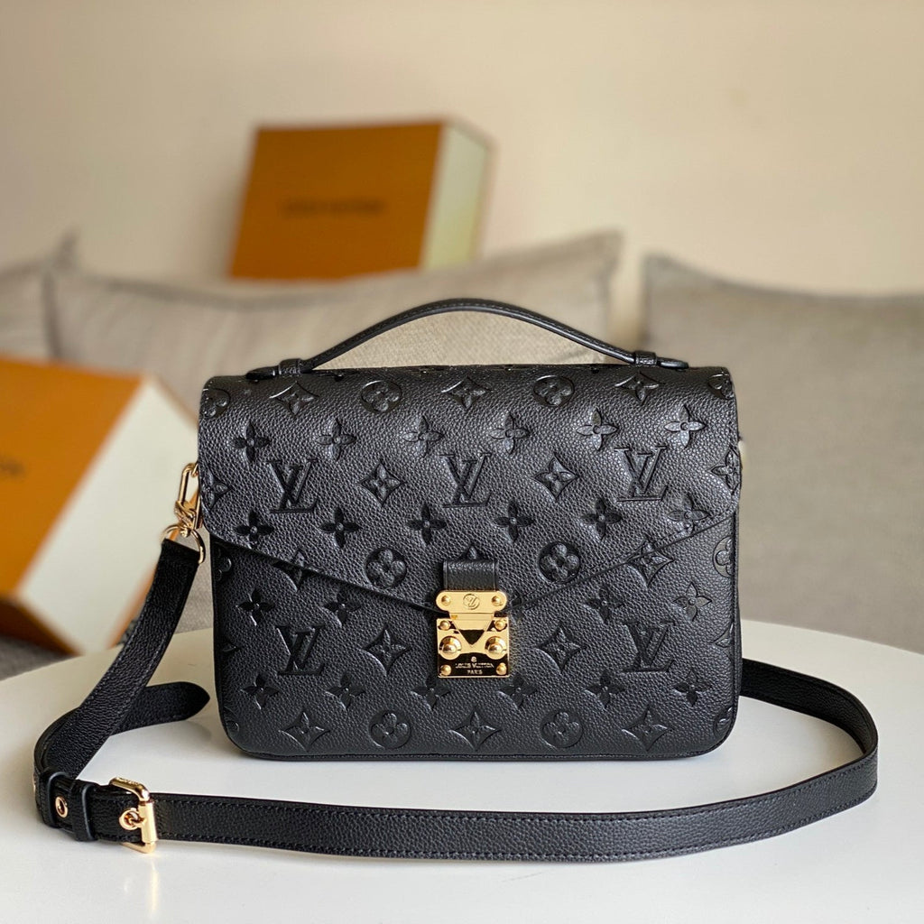 LOUIS VUITTON LV 25S POCHETTE METIS 25 IN BLACK MONOGRAM COATED CANVAS GOLD HARDWARE