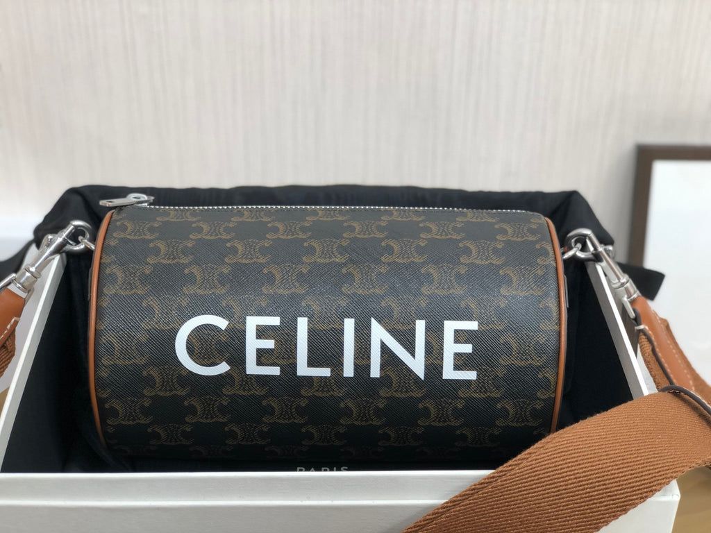 CELINE CYLINDRICAL 22  BAG BLACK PATTERN COWHIDE