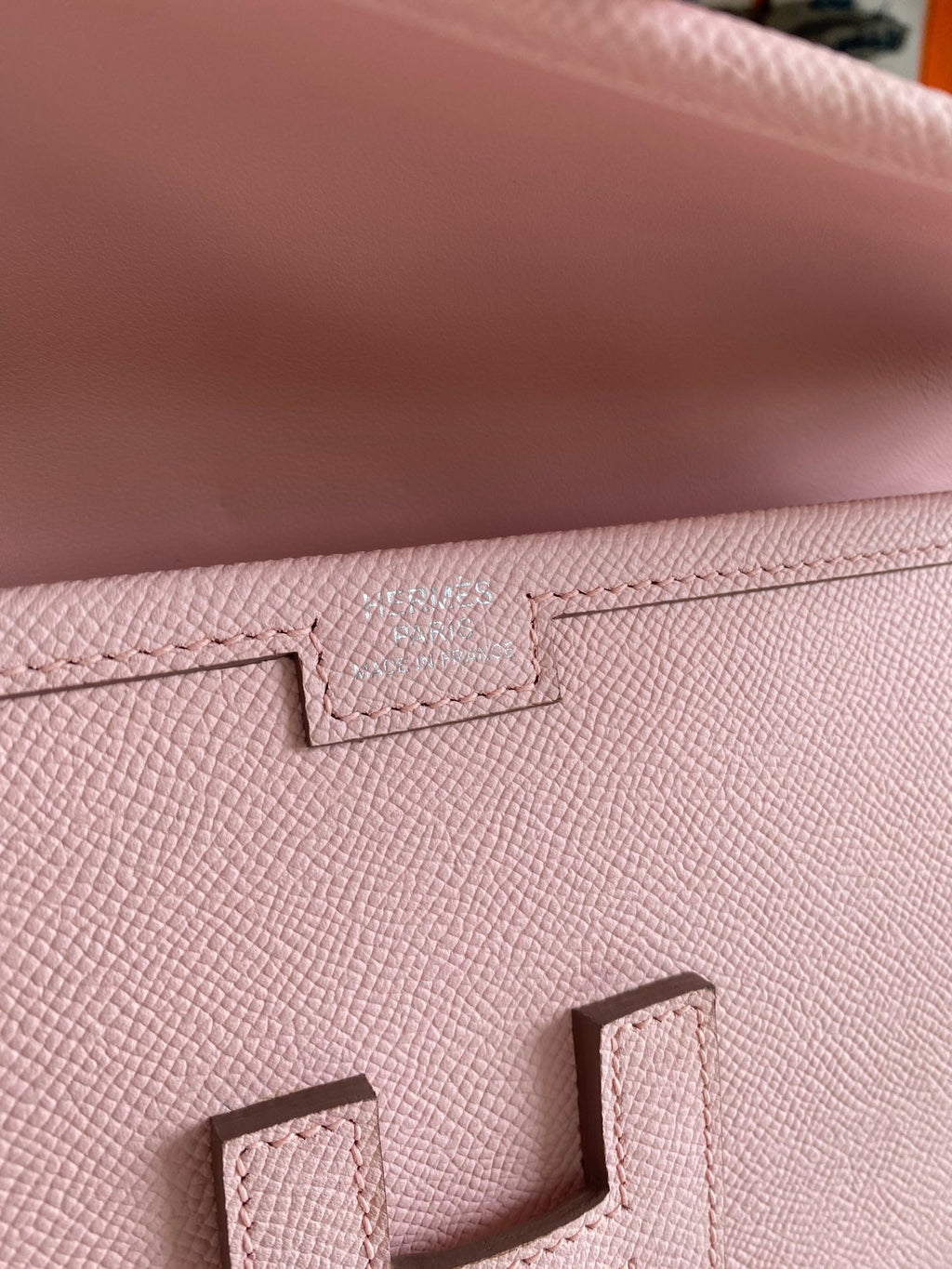 HERMES JIGE ELAN 29 CLUTCH IN CREPE PINK CALFSKIN