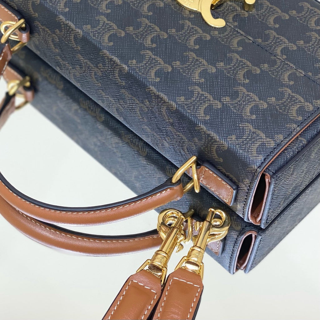 CELINE BOX TRIOMPHE 22 BLACK PATTERN NATURAL CALFSKIN