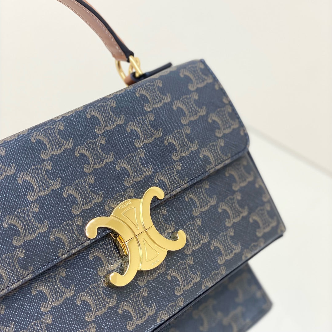 CELINE BOX TRIOMPHE 22 BLACK PATTERN NATURAL CALFSKIN