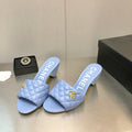 CHANEL DIAMOND-QUILTED 6 CM SANDALS IN CAROLINA BLUE LAMBSKIN