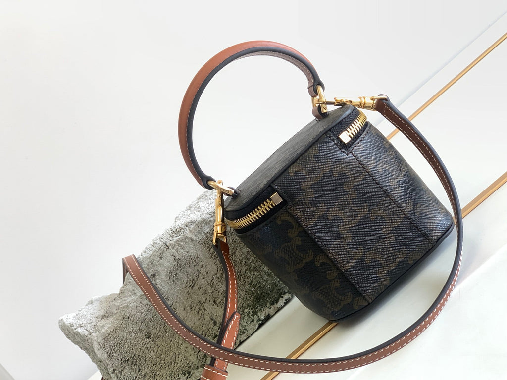 CELINE TRIOMPHE 9 CALFSKIN BLACK PATTERN BOX BAG
