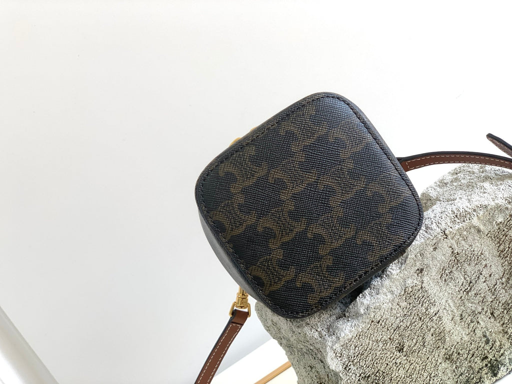 CELINE TRIOMPHE 9 CALFSKIN BLACK PATTERN BOX BAG