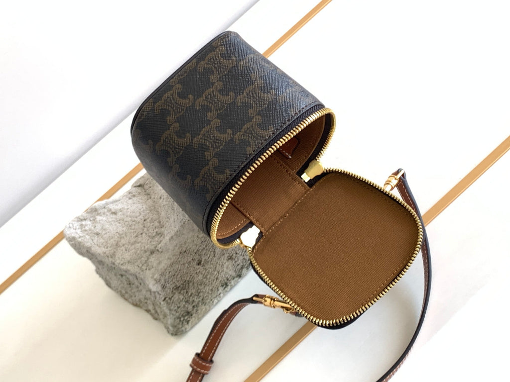 CELINE TRIOMPHE 9 CALFSKIN BLACK PATTERN BOX BAG