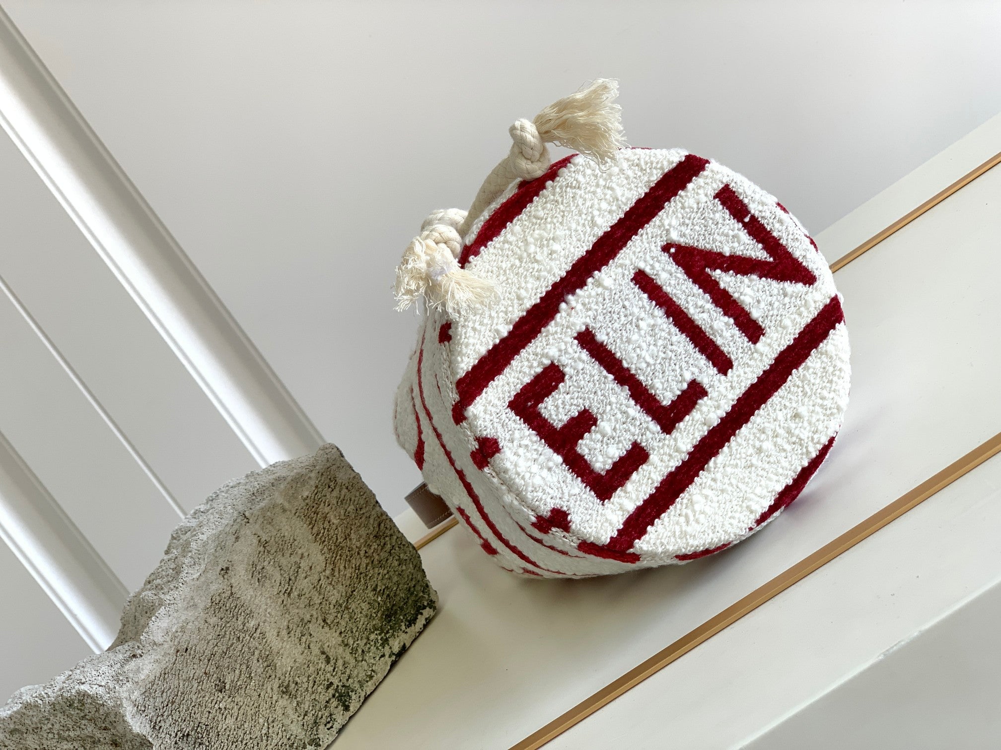CELINE TRIPHOME 19 EMBROIDERED FABRIC WHITE RED