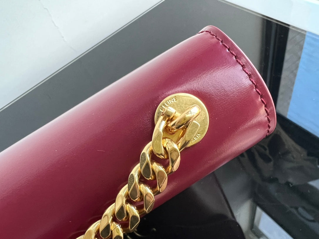 CELINE BESACE TRIPHOME 24 RUBY RED GLOSSY CALFSKIN