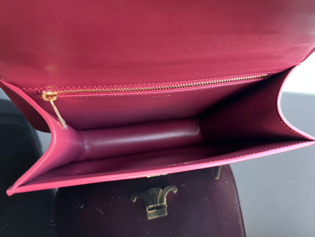 CELINE BESACE TRIPHOME 24 RUBY RED GLOSSY CALFSKIN