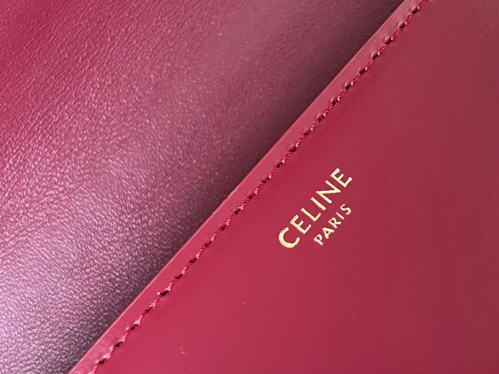 CELINE BESACE TRIPHOME 24 RUBY RED GLOSSY CALFSKIN