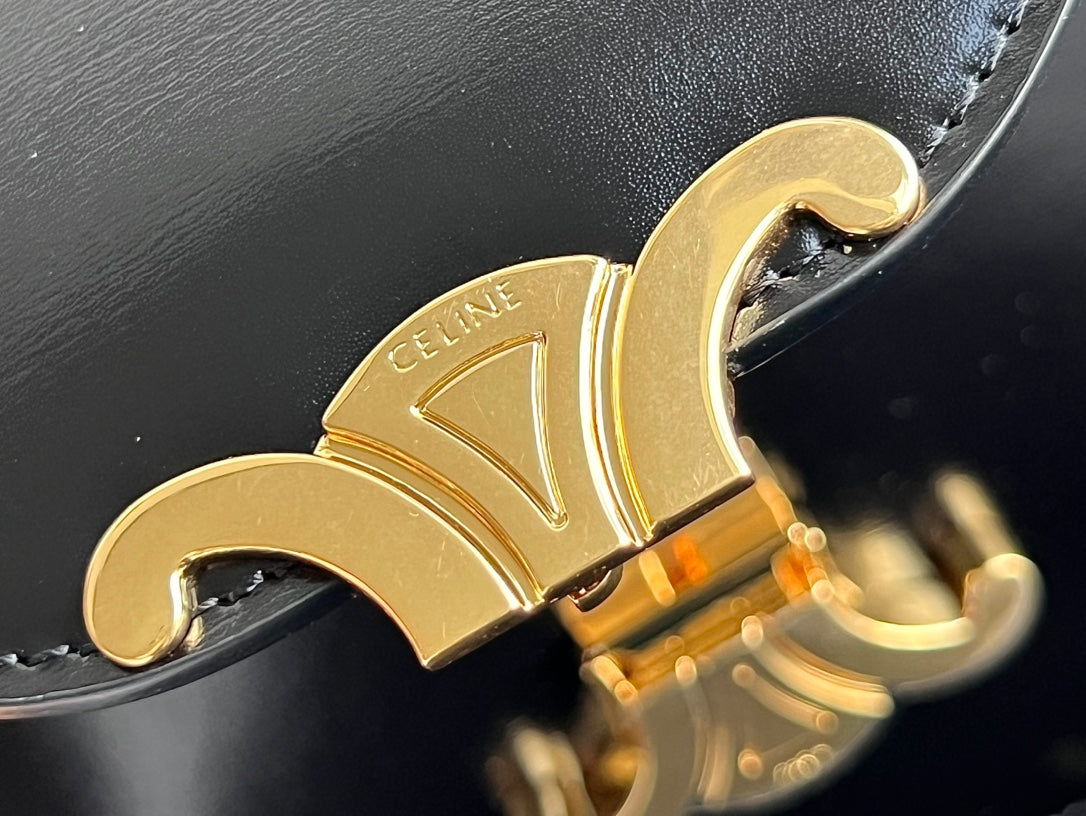 CELINE BESACE TRIPHOME 24 BLACK GLOSSY CALFSKIN