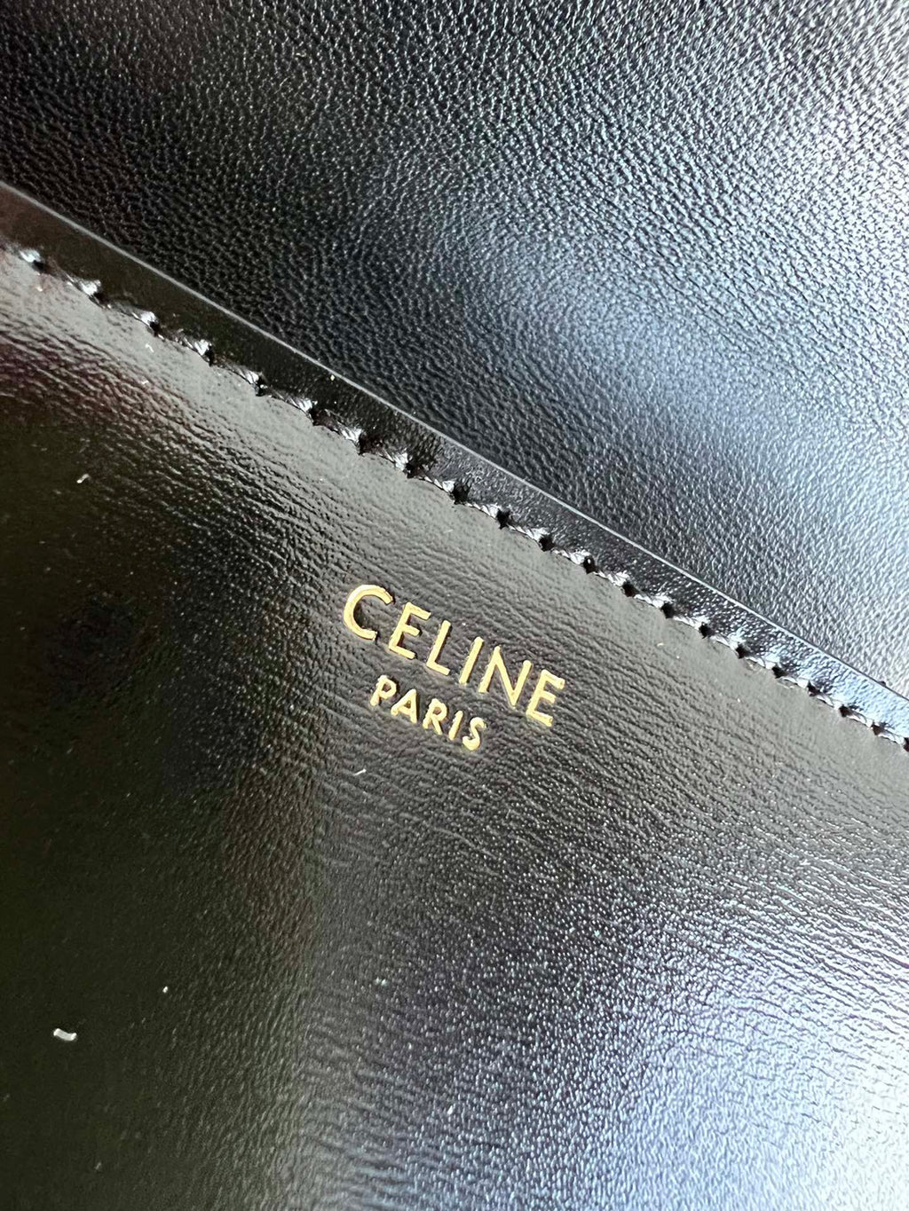 CELINE BESACE TRIPHOME 24 BLACK GLOSSY CALFSKIN