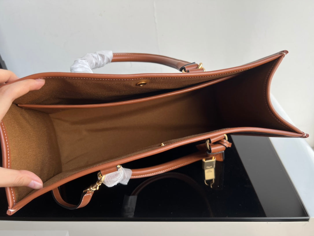 CELINE TRIOMPHE CABAS 35 BLACK CALFSKIN TOTE
