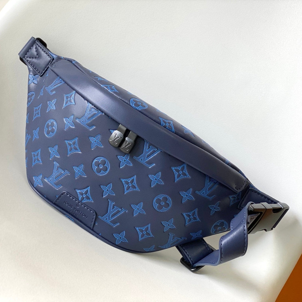 LOUIS VUITTON LV 25S DISCOVERY BUMBAG 44 IN DARK BLUE EMBOSSED MONOGRAM ECLIPSE CALFSKIN
