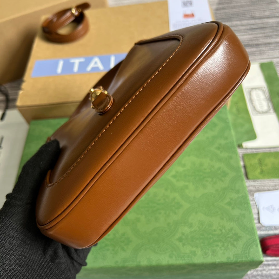 GUCCI JACKIE MINI 19 SHOULDER BAG IN CINNAMON BROWN CALFSKIN