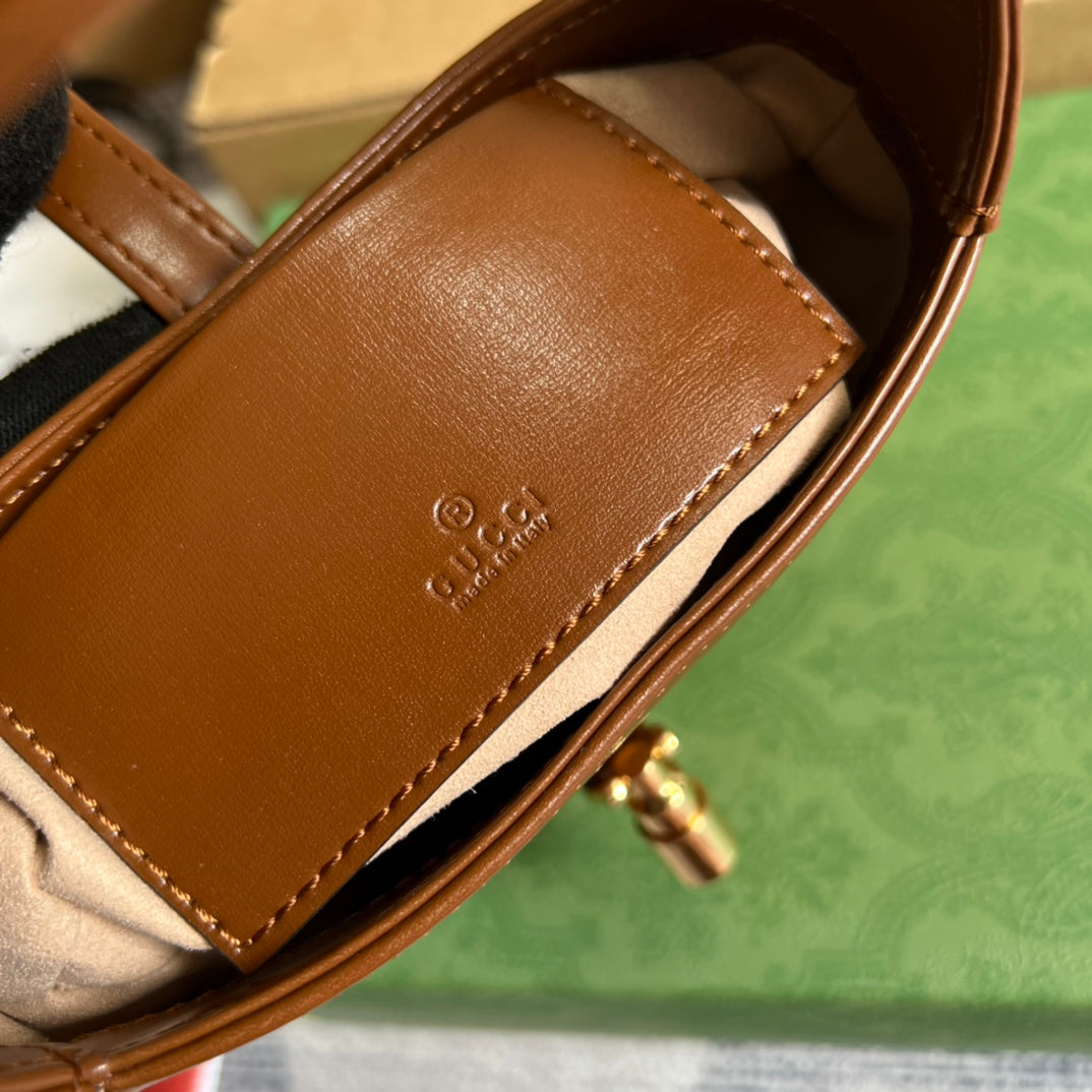 GUCCI JACKIE MINI 19 SHOULDER BAG IN CINNAMON BROWN CALFSKIN