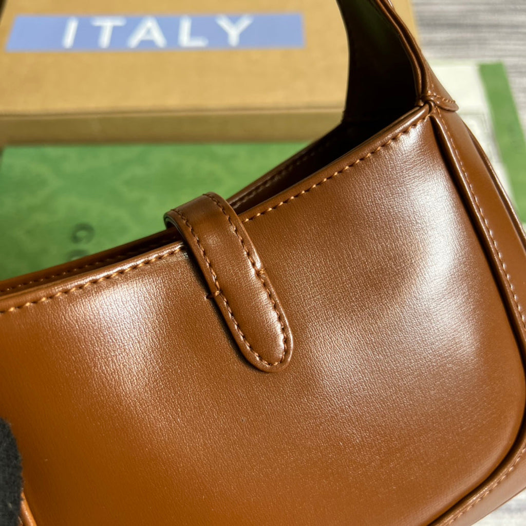 GUCCI JACKIE MINI 19 SHOULDER BAG IN CINNAMON BROWN CALFSKIN