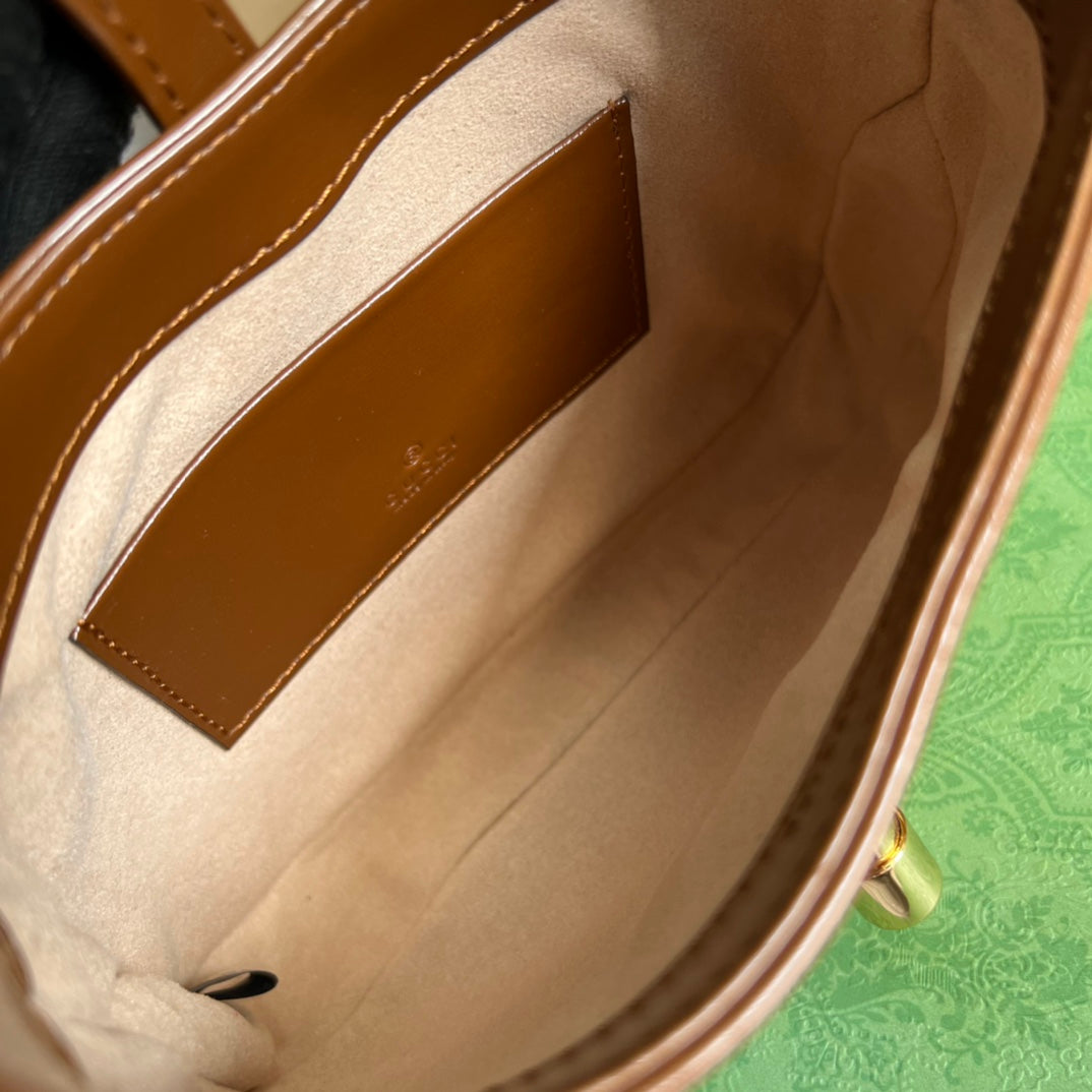 GUCCI JACKIE MINI 19 SHOULDER BAG IN CINNAMON BROWN CALFSKIN