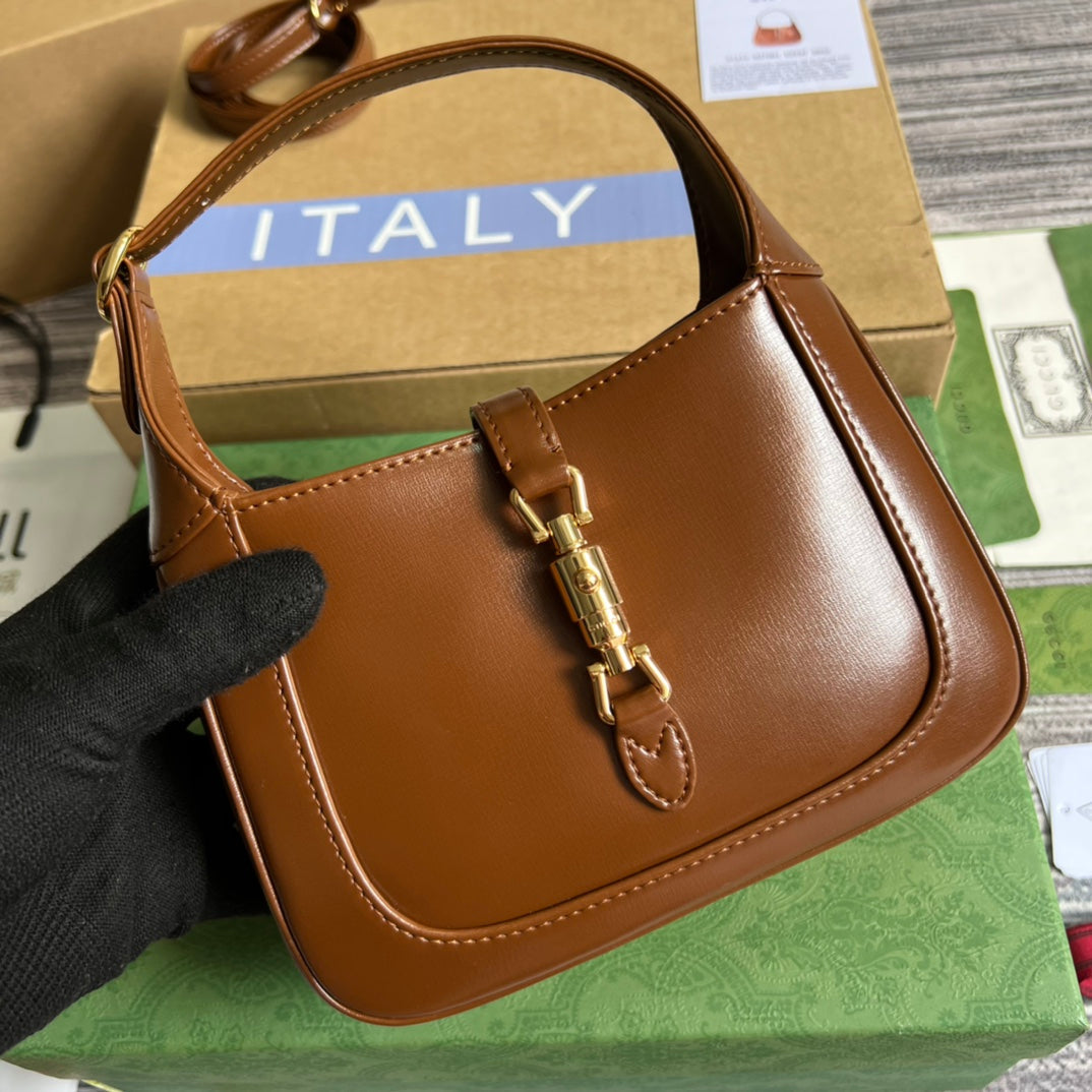 GUCCI JACKIE MINI 19 SHOULDER BAG IN CINNAMON BROWN CALFSKIN