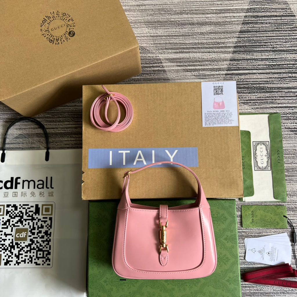 GUCCI JACKIE MINI 19 SHOULDER BAG IN PINK PATEL CALFSKIN