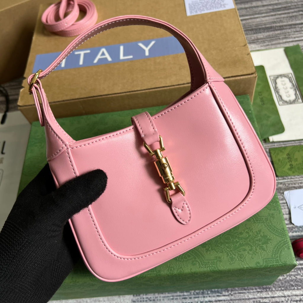 GUCCI JACKIE MINI 19 SHOULDER BAG IN PINK PATEL CALFSKIN