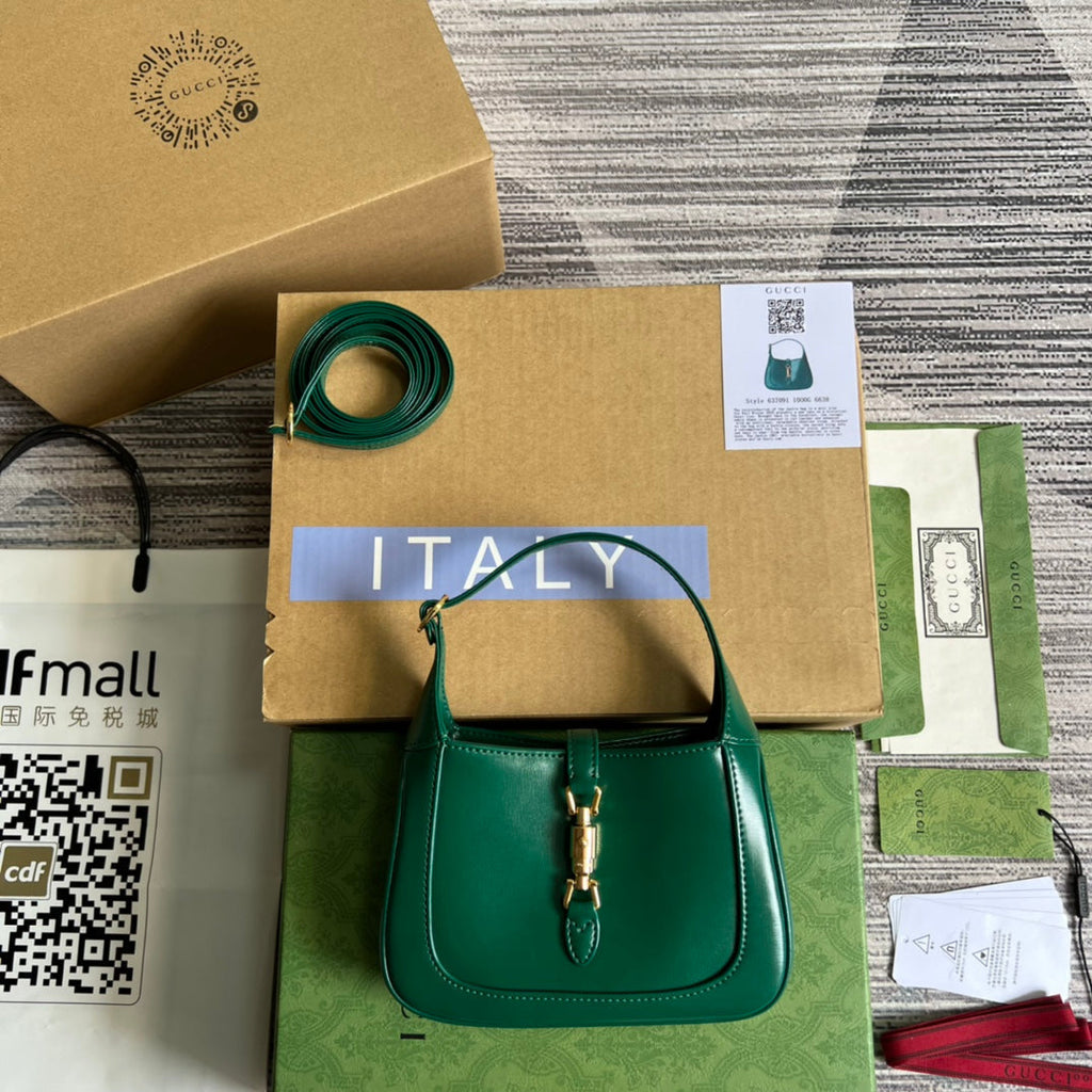 GUCCI JACKIE MINI 19 SHOULDER BAG IN GREEN FOREST CALFSKIN