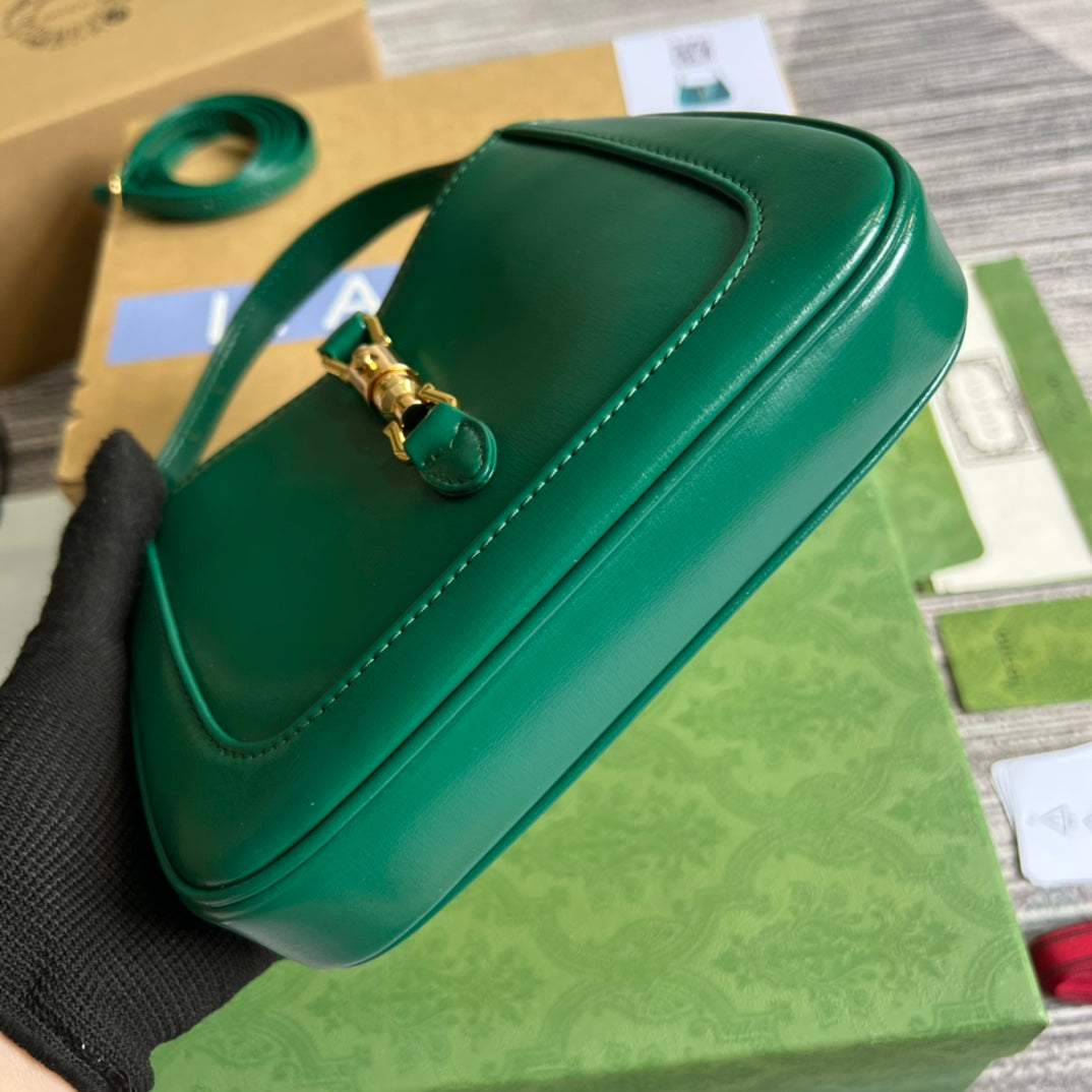 GUCCI JACKIE MINI 19 SHOULDER BAG IN GREEN FOREST CALFSKIN