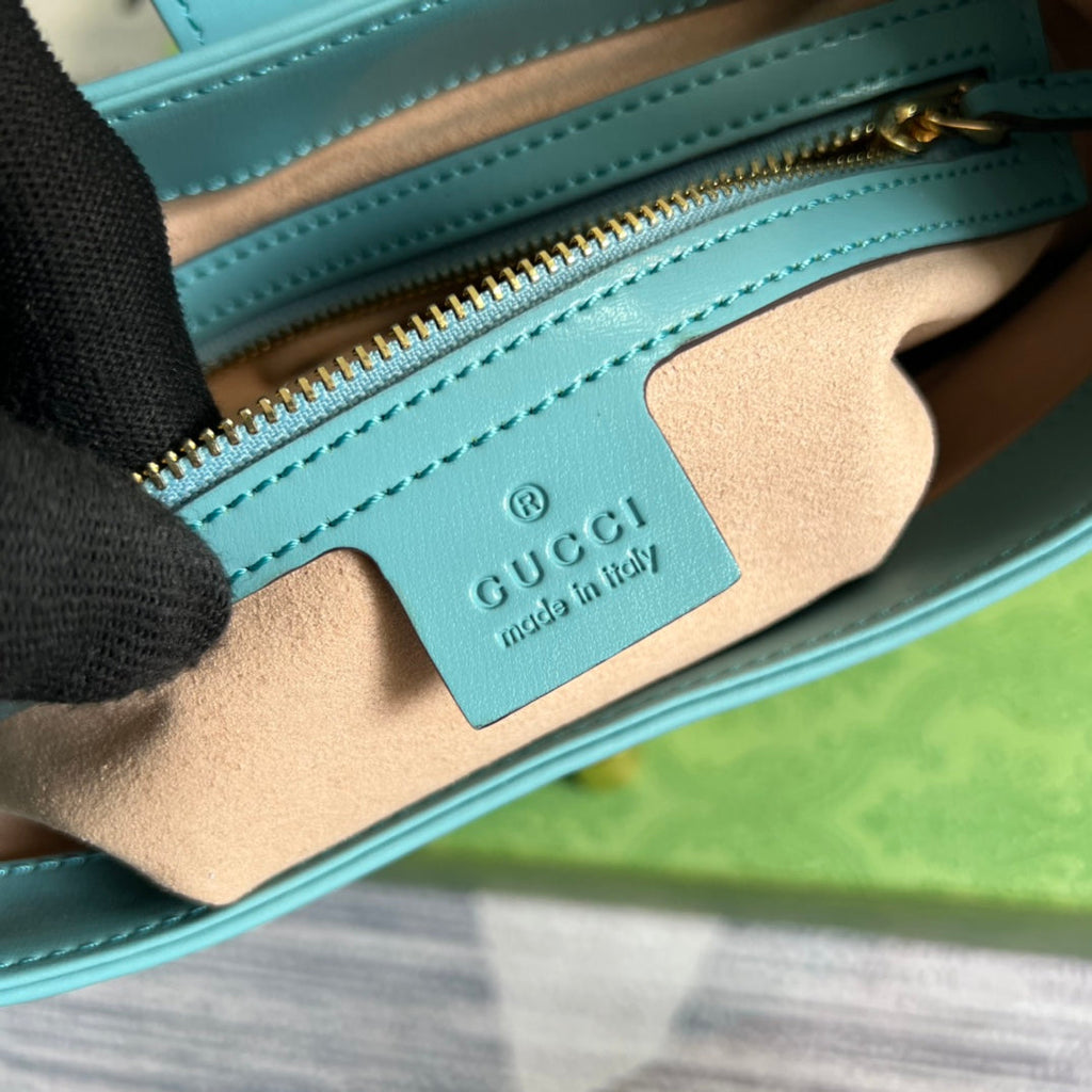 GUCCI JACKIE SMALL 28 SHOULDER BAG IN BLUE PASTEL CALFSKIN