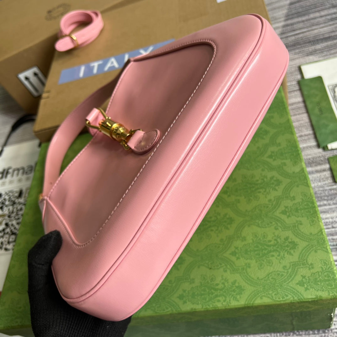 GUCCI JACKIE SMALL 28 SHOULDER BAG IN PINK PASTEL CALFSKIN
