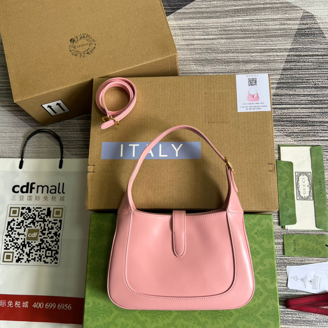 GUCCI JACKIE SMALL 28 SHOULDER BAG IN PINK PASTEL CALFSKIN