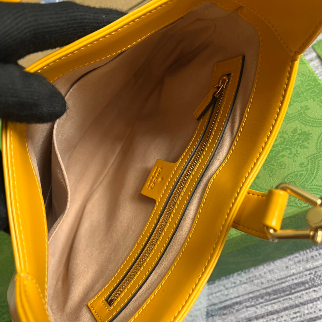 GUCCI JACKIE SMALL 28 SHOULDER BAG IN YELLOW CALFSKIN