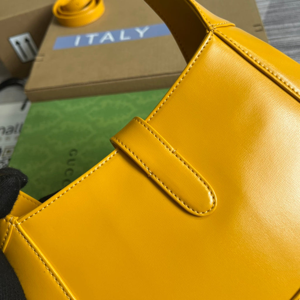 GUCCI JACKIE SMALL 28 SHOULDER BAG IN YELLOW CALFSKIN