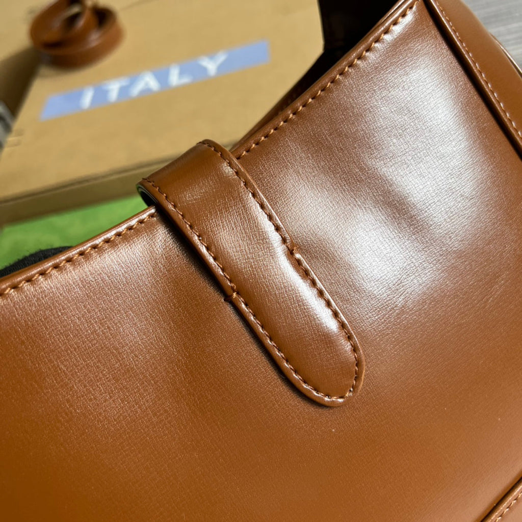 GUCCI JACKIE SMALL 28 SHOULDER BAG IN CINNAMON BROWN CALFSKIN