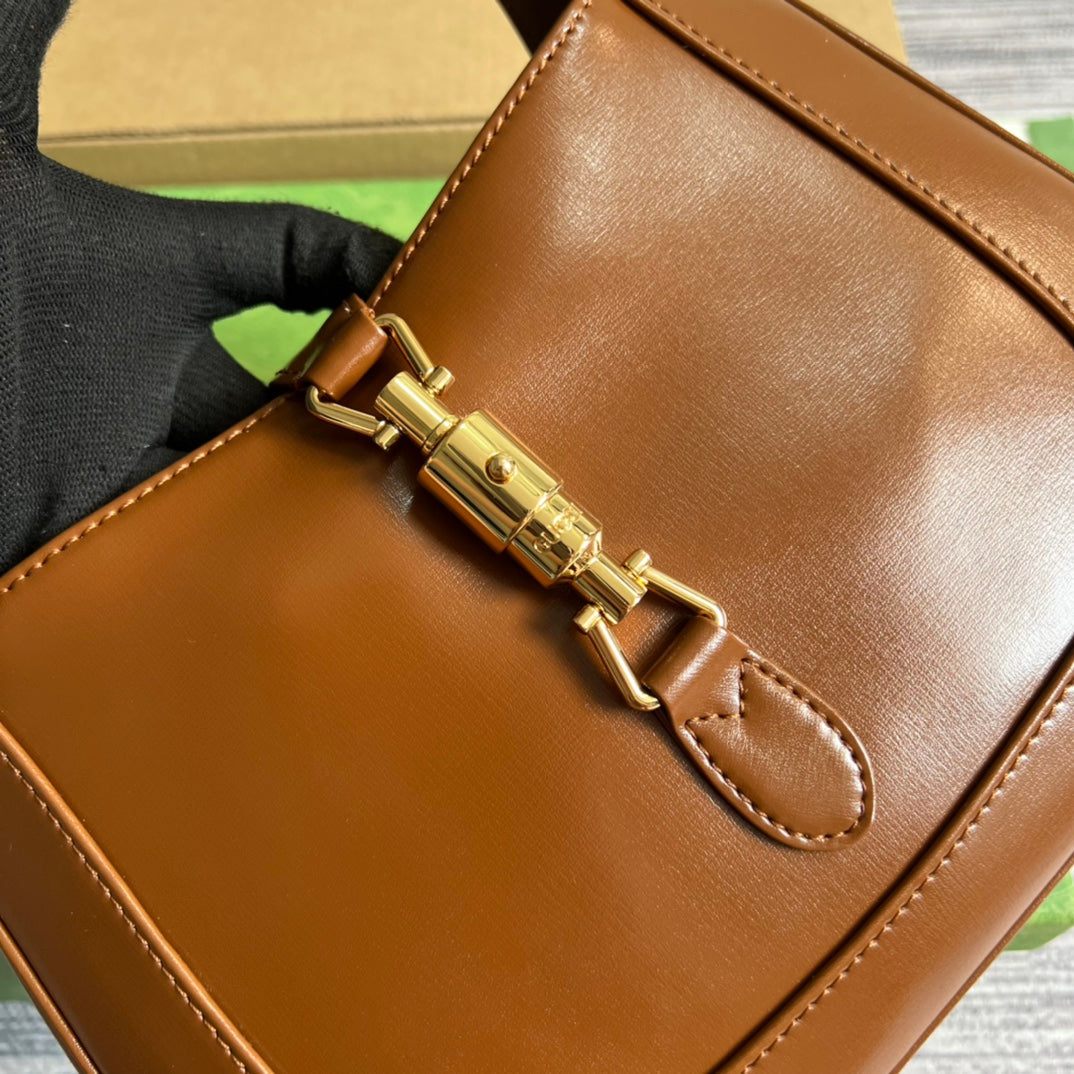GUCCI JACKIE SMALL 28 SHOULDER BAG IN CINNAMON BROWN CALFSKIN