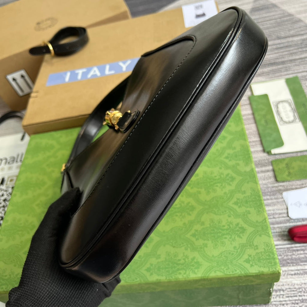 GUCCI JACKIE SMALL 28 SHOULDER BAG IN BLACK CALFSKIN