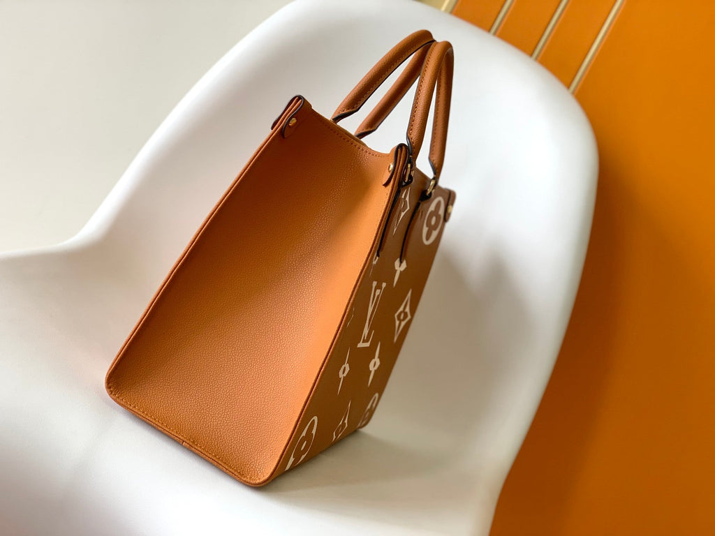 LOUIS VUITTON ONTHEGO MM 35CM ORANGE WHITE
