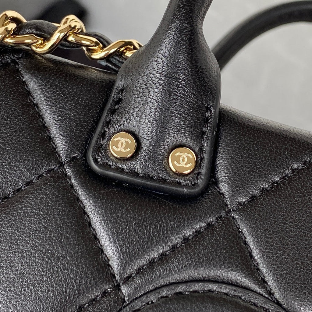 CHANEL MINI 15 BOX BAG IN BLACK CALFSKIN GOLD HARDWARE