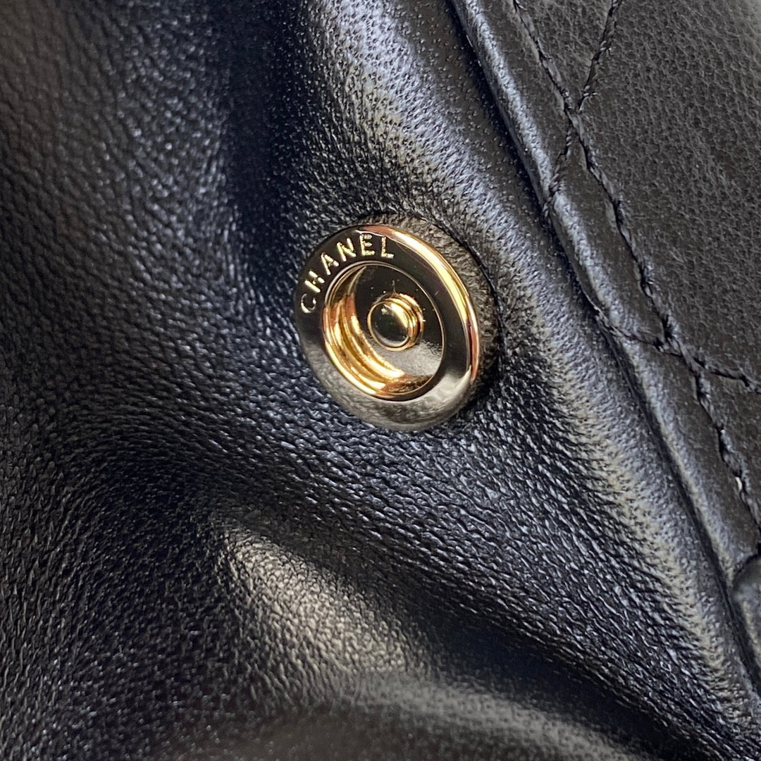 CHANEL MINI 15 BOX BAG IN BLACK CALFSKIN GOLD HARDWARE