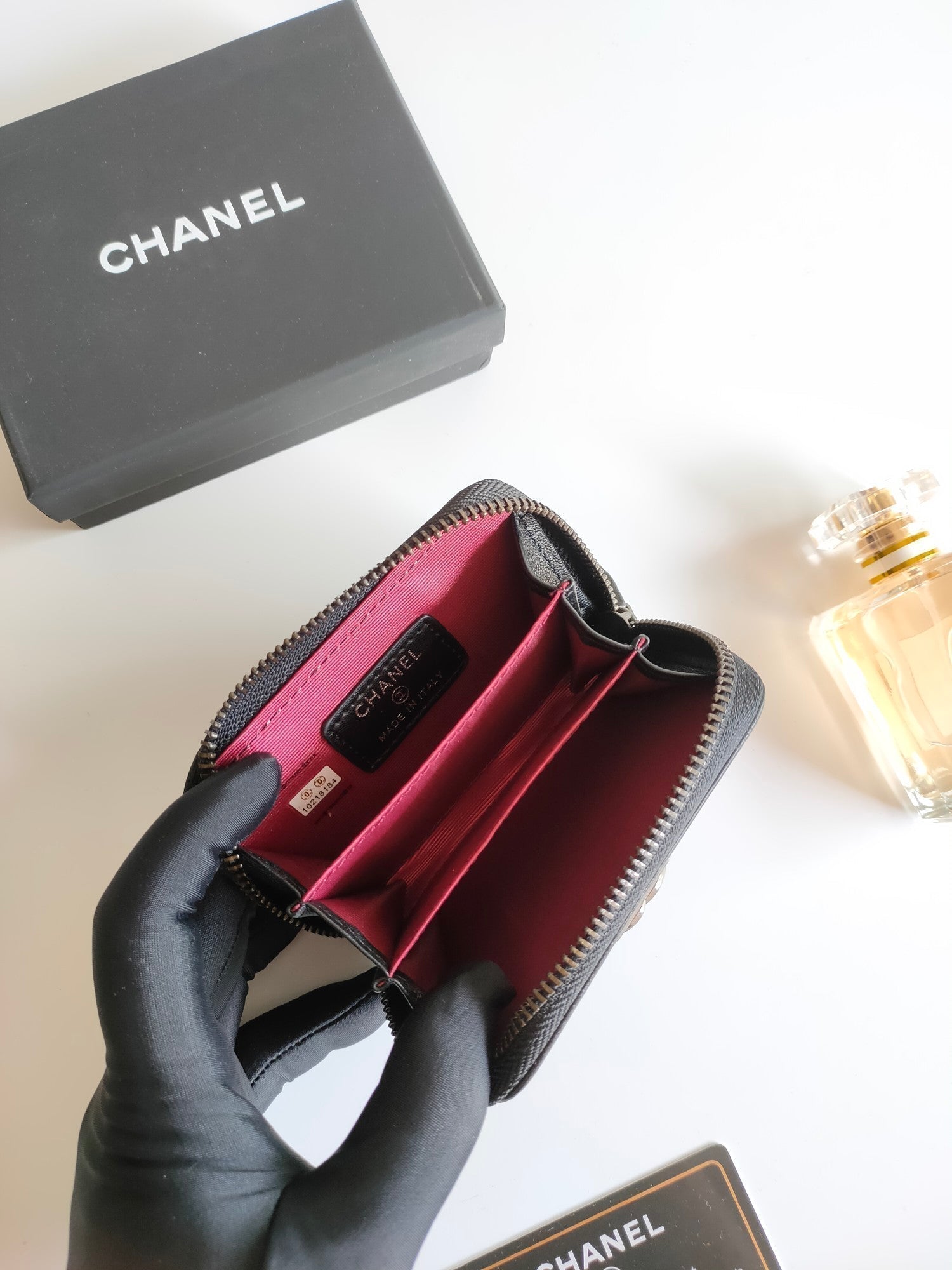 CHANEL BOY ZIP COIN PURSE 11.5 BLACK CALFSKIN ICON