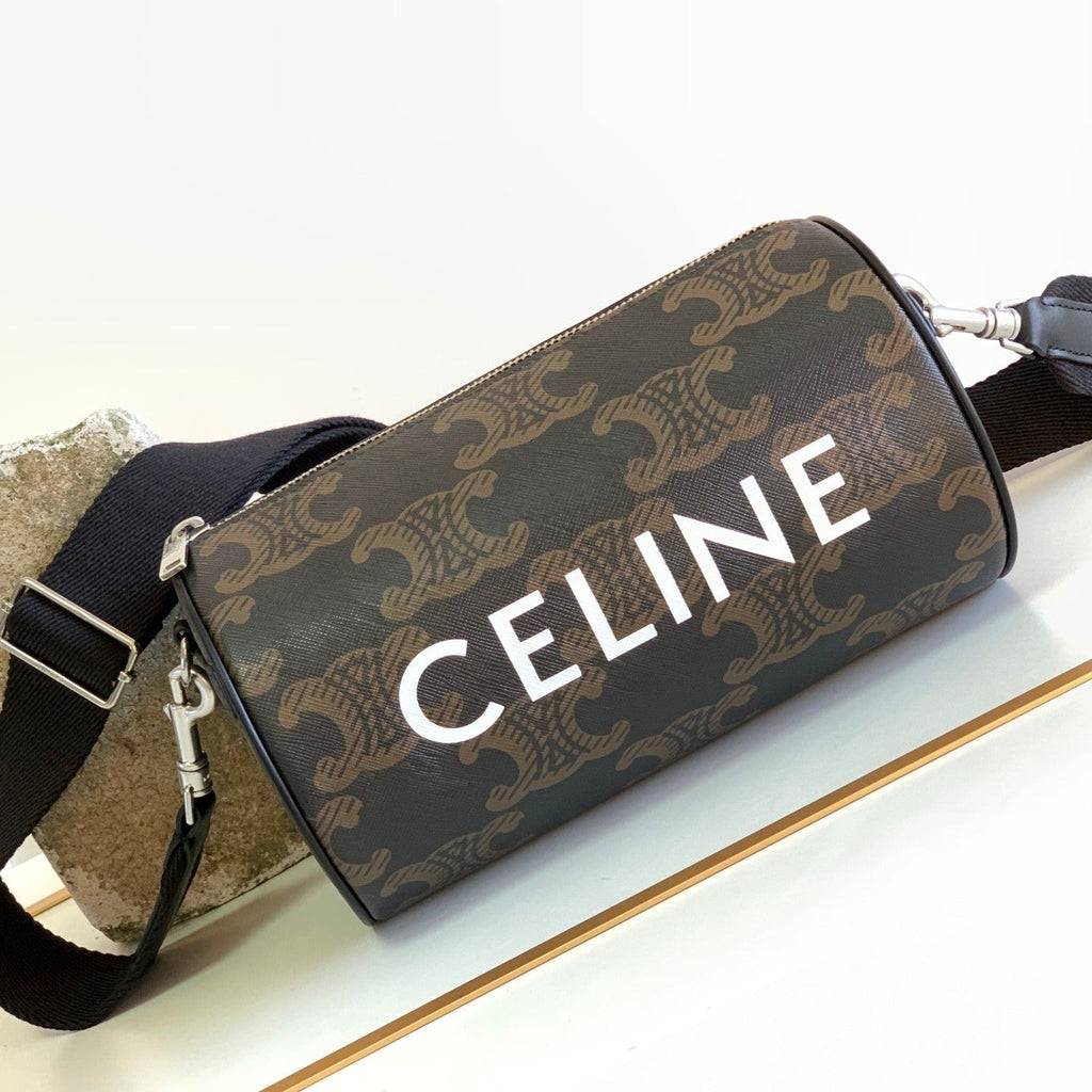 CELINE CYLINDRICAL 22  BAG BLACK BROWN COWHIDE