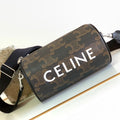 CELINE CYLINDRICAL 22  BAG BLACK BROWN COWHIDE