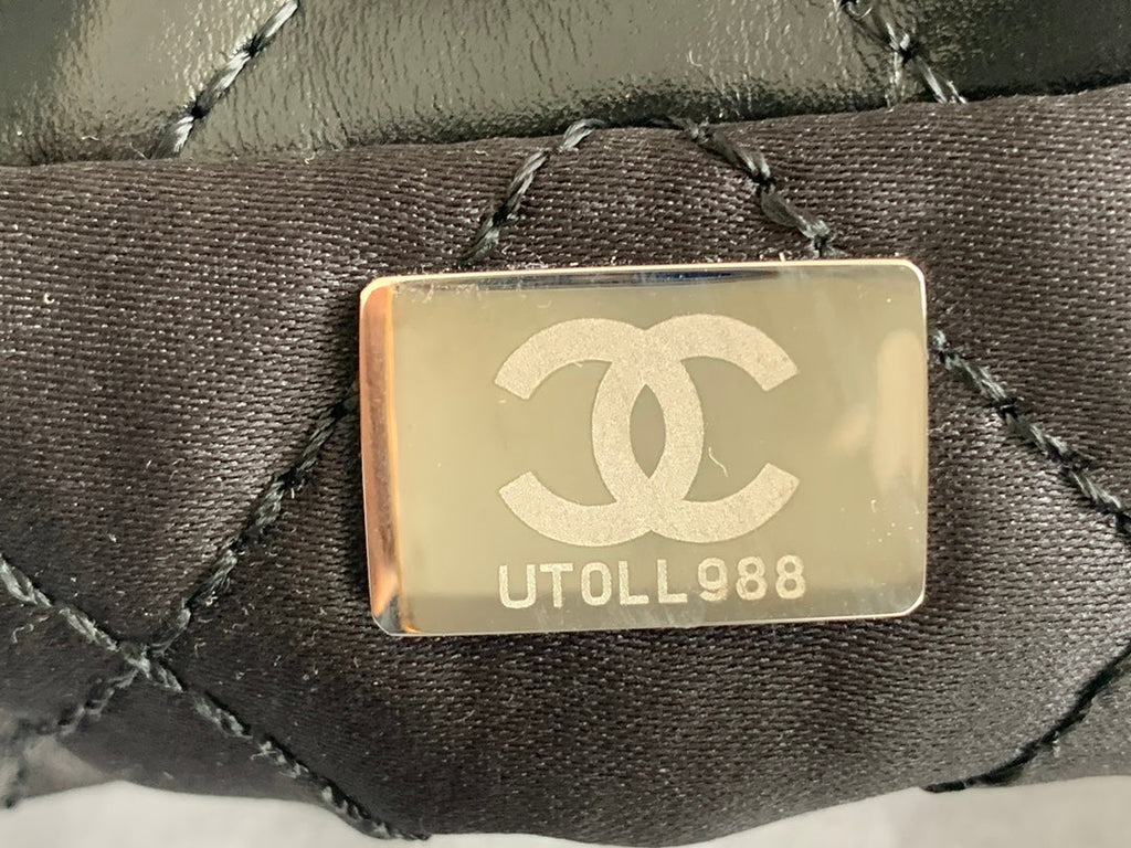 CHANEL MEDIUM 37 HANDBAG IN BLACK SHINY CALFSKIN SILVER HARDWARE