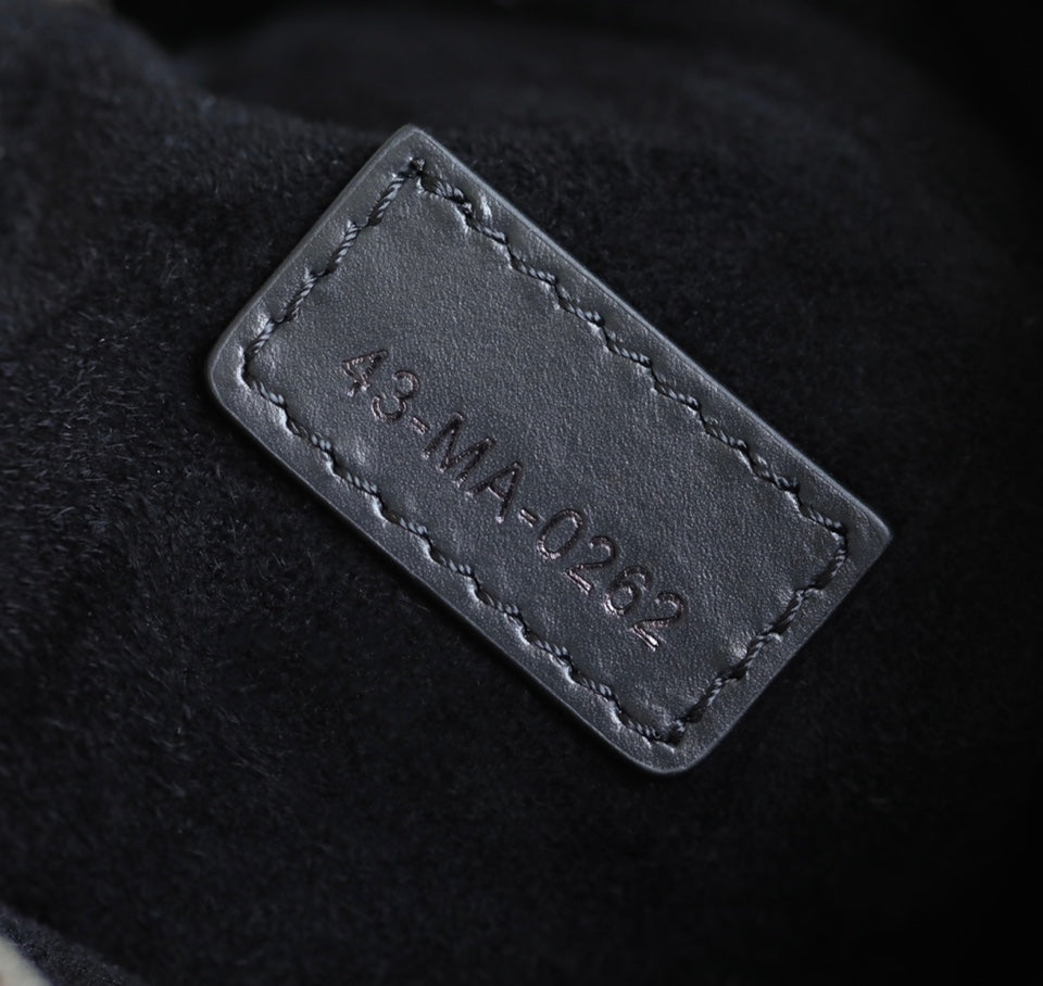 DIOR MINI CARO BAG 25 IN BLACK LAMBSKIN