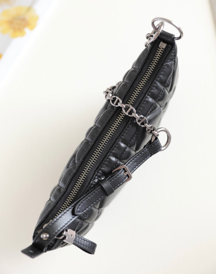 DIOR MINI CARO BAG 25 IN BLACK LAMBSKIN