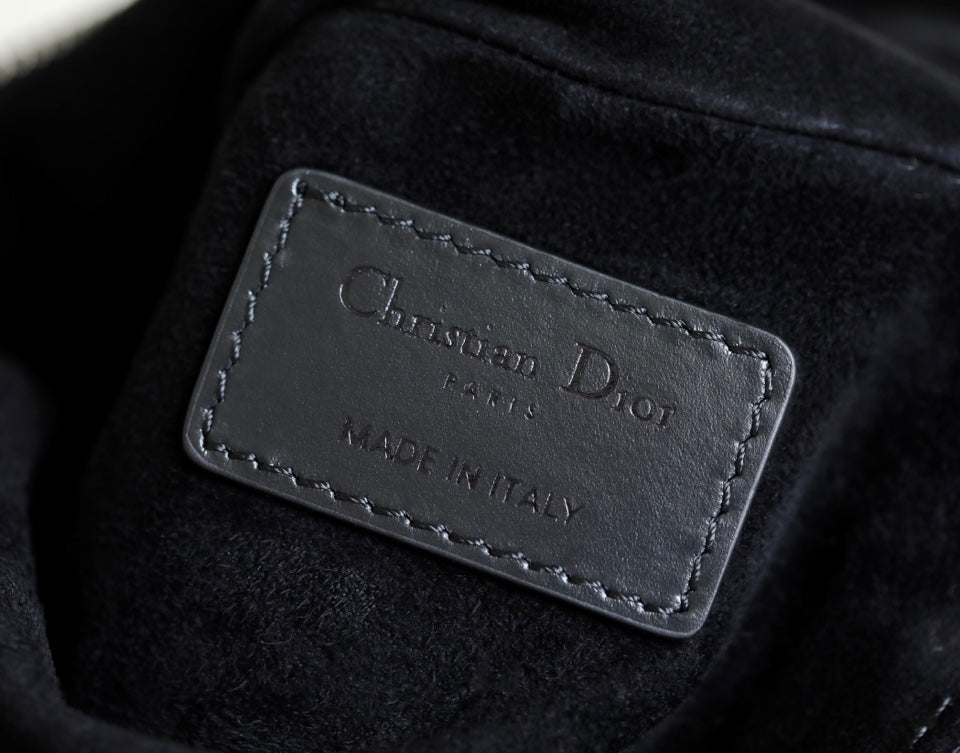 DIOR MINI CARO BAG 25 IN BLACK LAMBSKIN