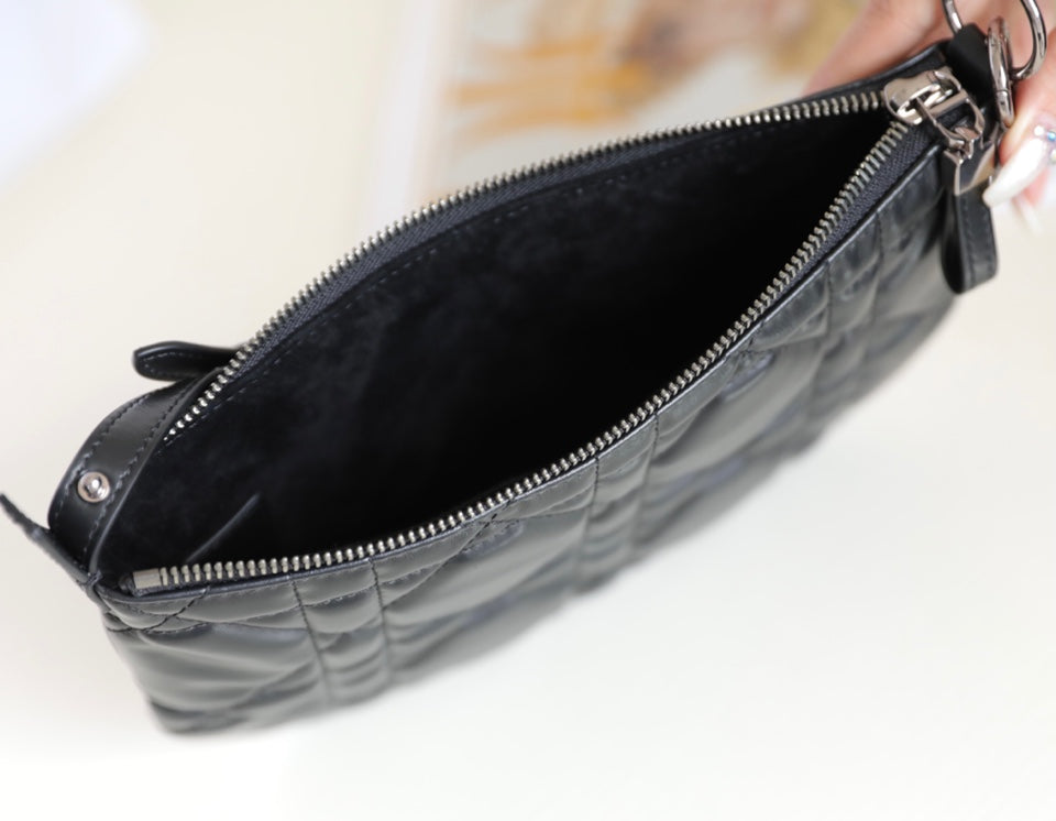 DIOR MINI CARO BAG 25 IN BLACK LAMBSKIN