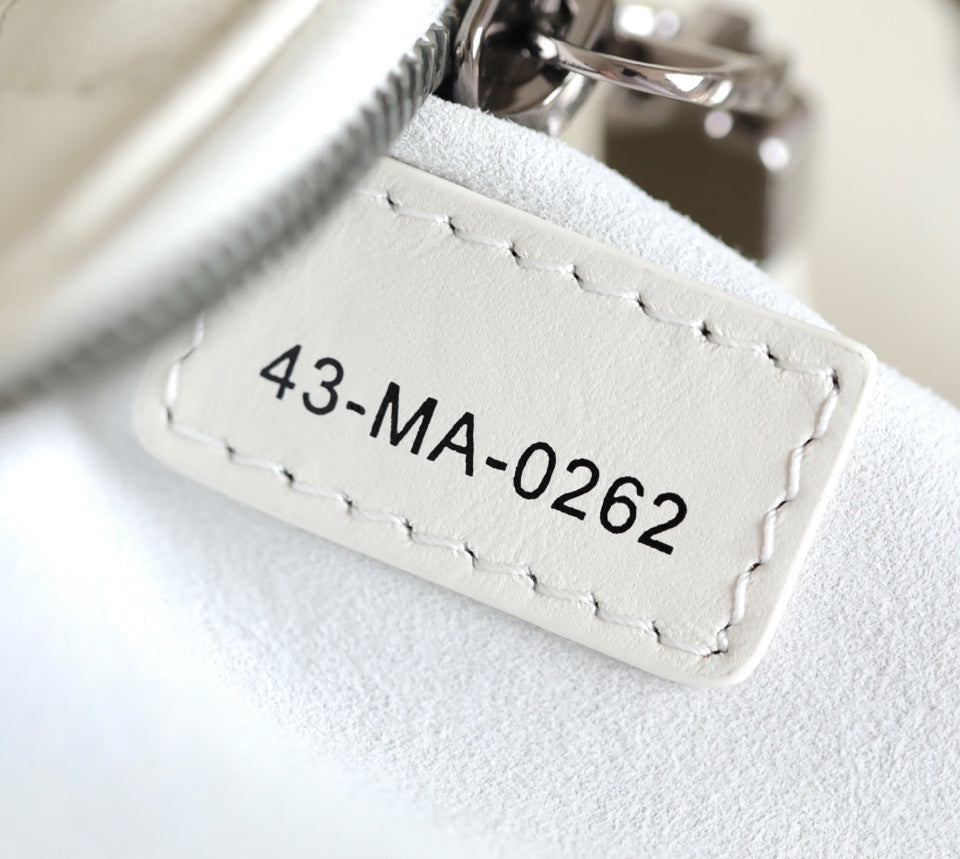 DIOR MINI CARO BAG 25 IN WHITE LAMBSKIN